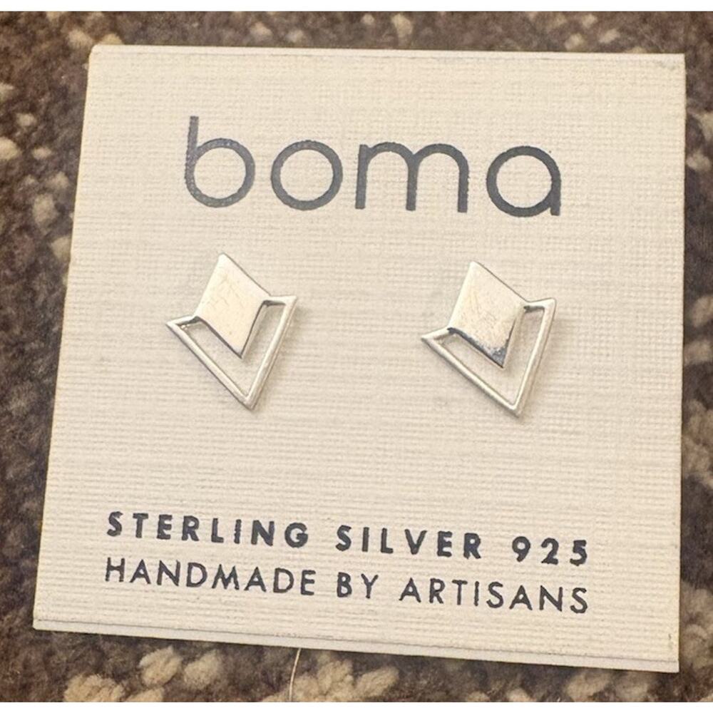 Boma Sterling Silver 925 Stud Earrings Minimalist Geometric Artisan Jewelry